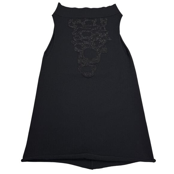 SARAH PACINI Sleeveless Black Stretch Gold Knit Top Sz Small Made In Italy - Picture 4 of 7